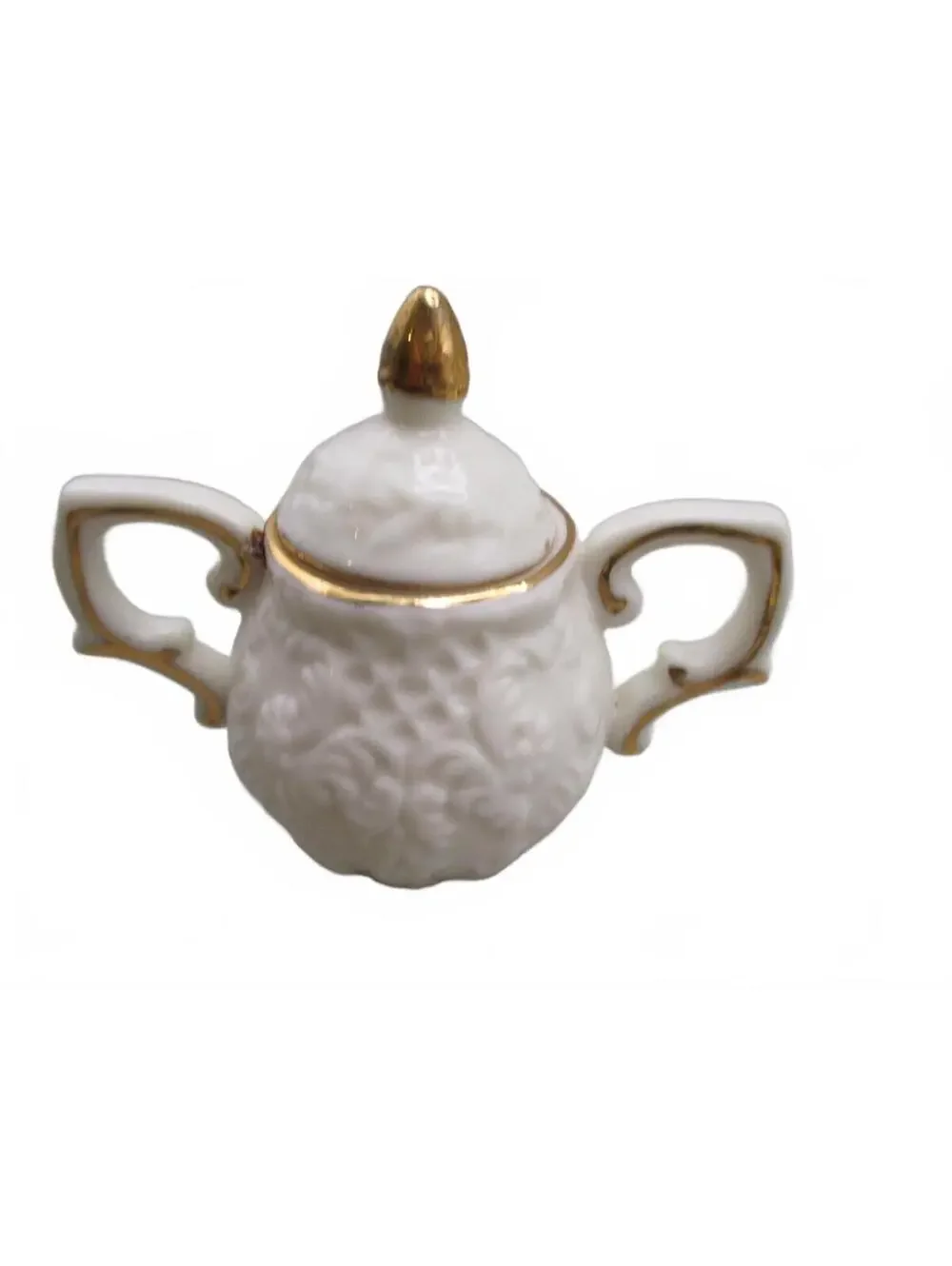 Vintage Formalities by Baum Brothers Miniature Porcelain Tea Set Ivory Gold 10pc
